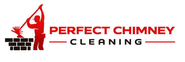 Perfect Chimney Cleaning logo with red chimney icon and black/red text on white background