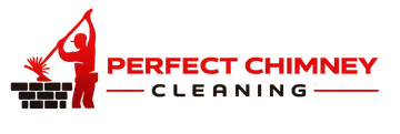 Perfect Chimney Cleaning logo with red chimney icon and black/red text on white background