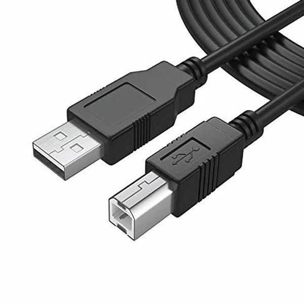 זוג כבלי usb שחורים עם מחברים כסופים