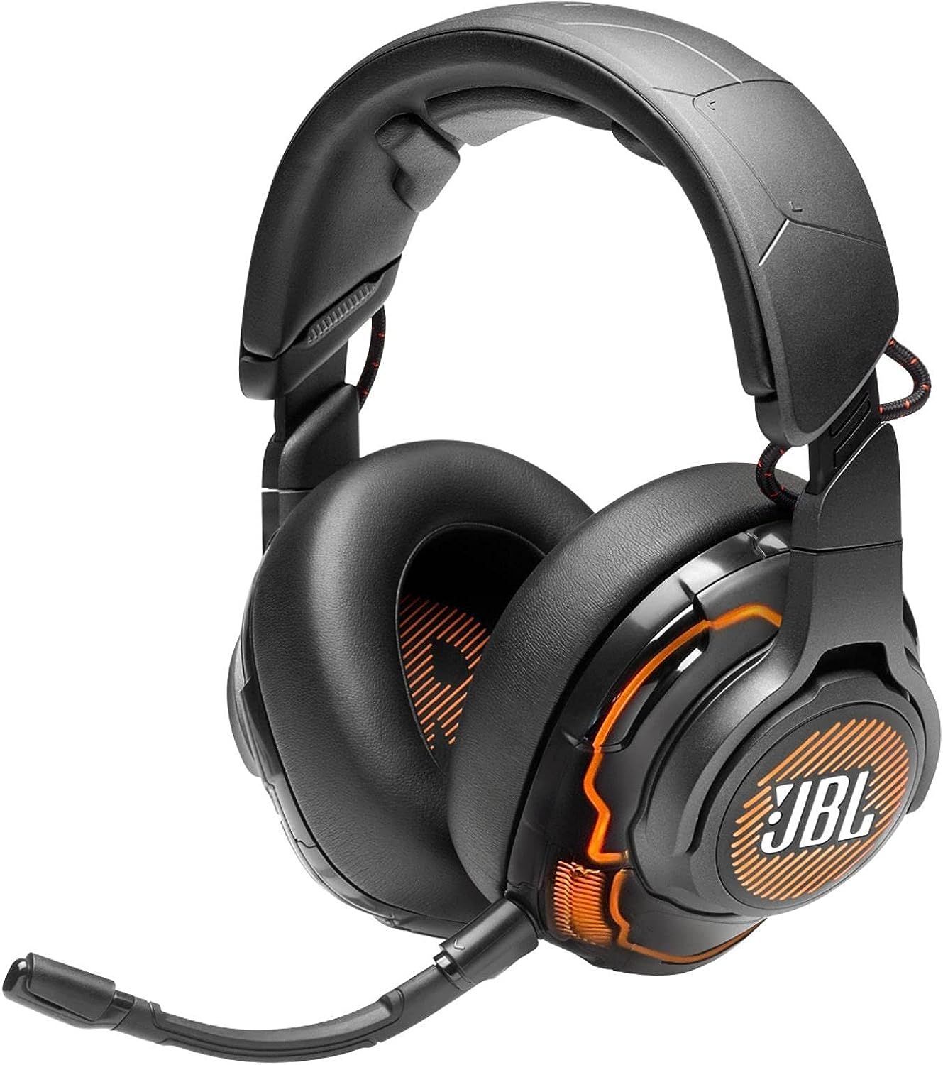 זוג אוזניות jbl עם מיקרופון על רקע לבן.