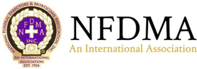 Logo for the National Funeral Directors and Morticians Association (NFDMA), an international association est. 1924.