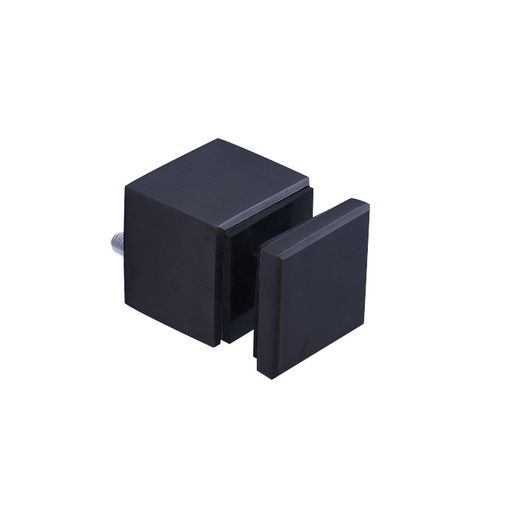 Black square glass clamp with a rectangular piece detached.