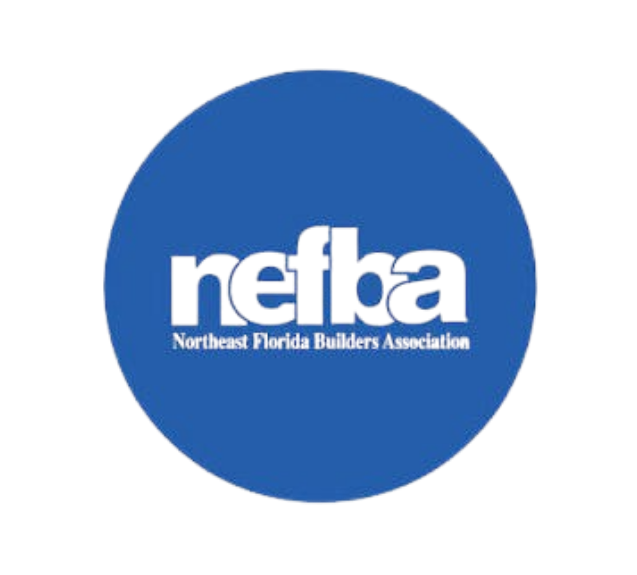 Blue circular logo with white “nefba” text and small “Northeast Florida Builders Association” text.
