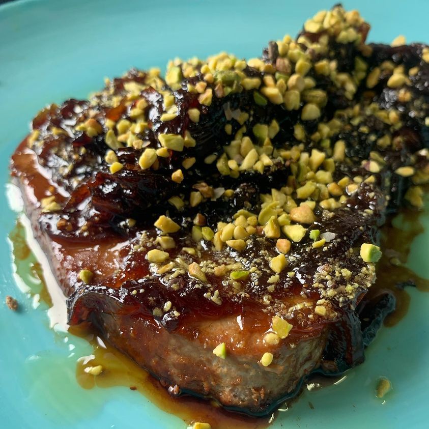 fish steak with pistachio