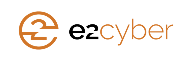 The e2cyber company logo features a stylized orange letter E icon with a 2 inside, next to the text 