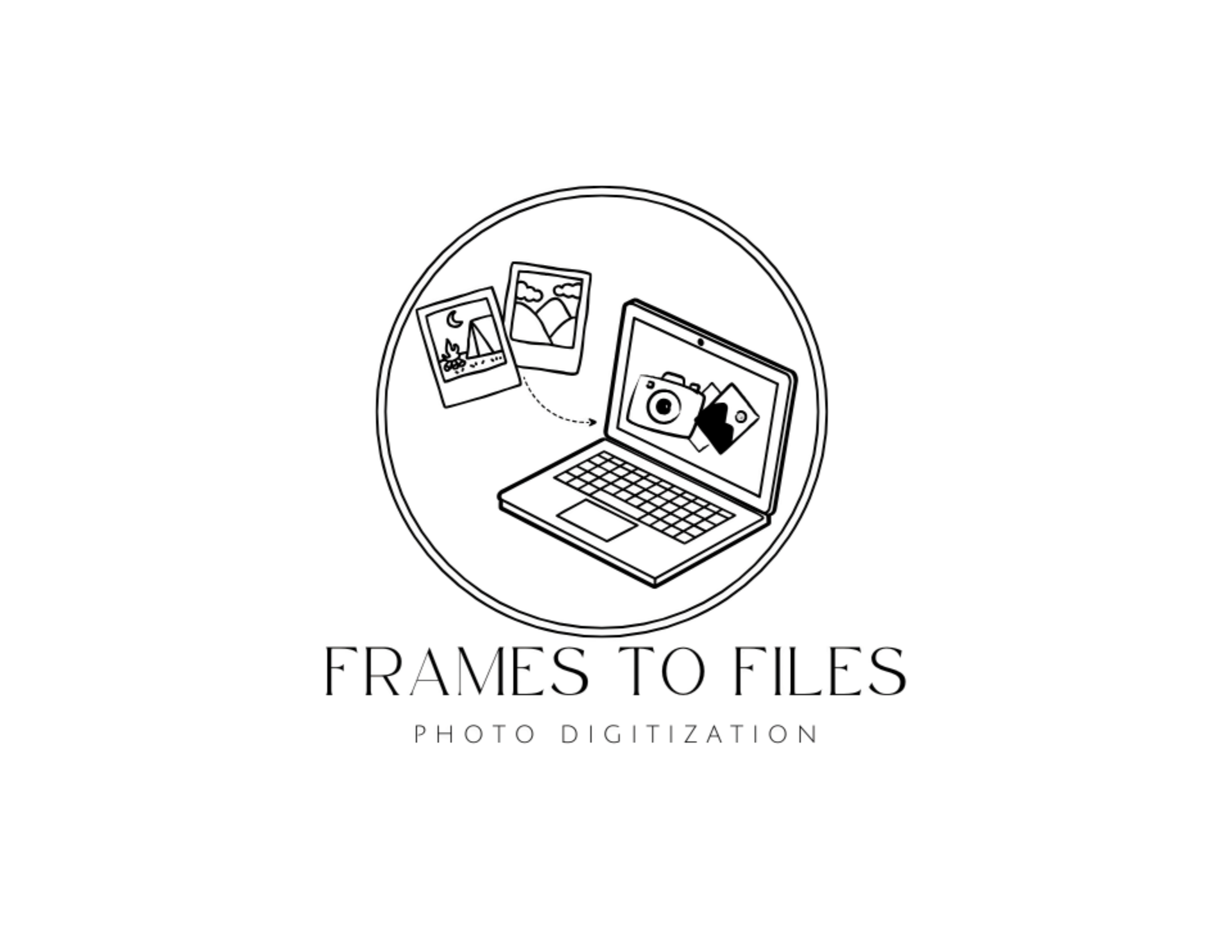 A black and white line-art logo for 