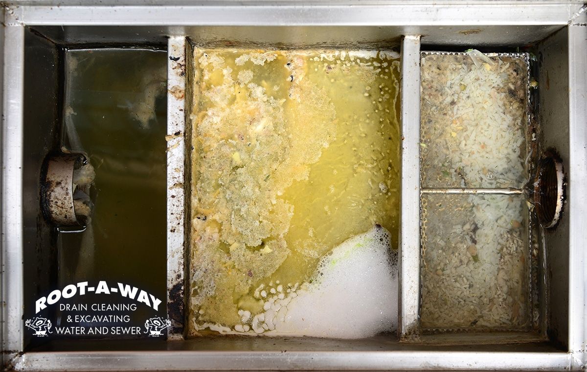 Grease traps in a commercial kitchen