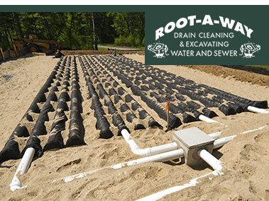 Drainage field with black pipes