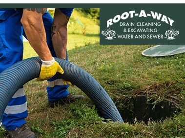 Worker cleaning the septic tank