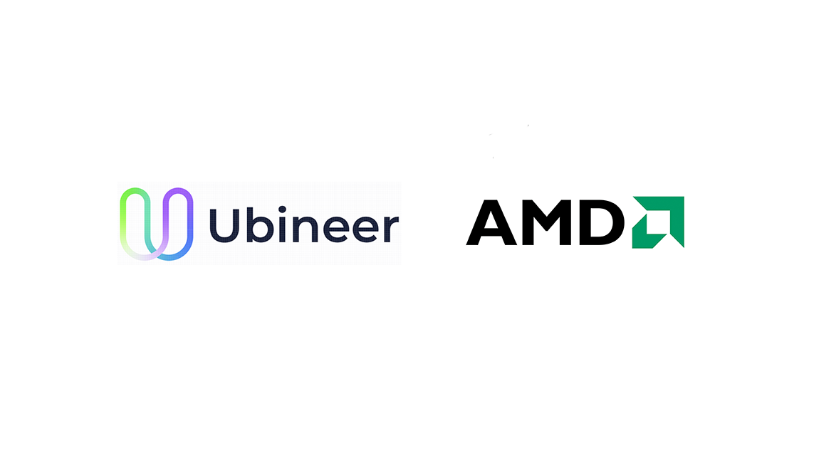 Ubineer logo set side by side with AMD's logo