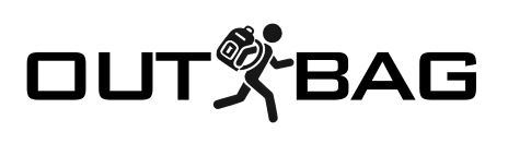 Czarno-białe logo dla firmy o nazwie out bag.