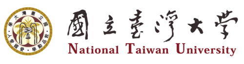 台灣大學校徽：圓形，下有漢字及英文。