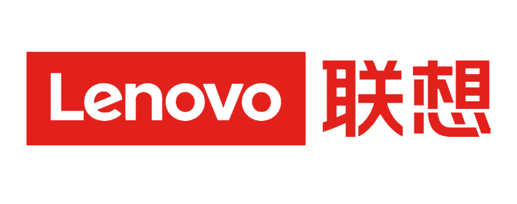 聯想標誌，紅色背景印有白色「Lenovo」字樣，旁邊是紅色漢字。