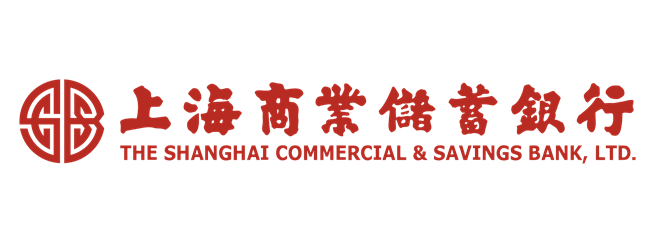 上海商業儲蓄銀行的標誌，紅色中英文文字。