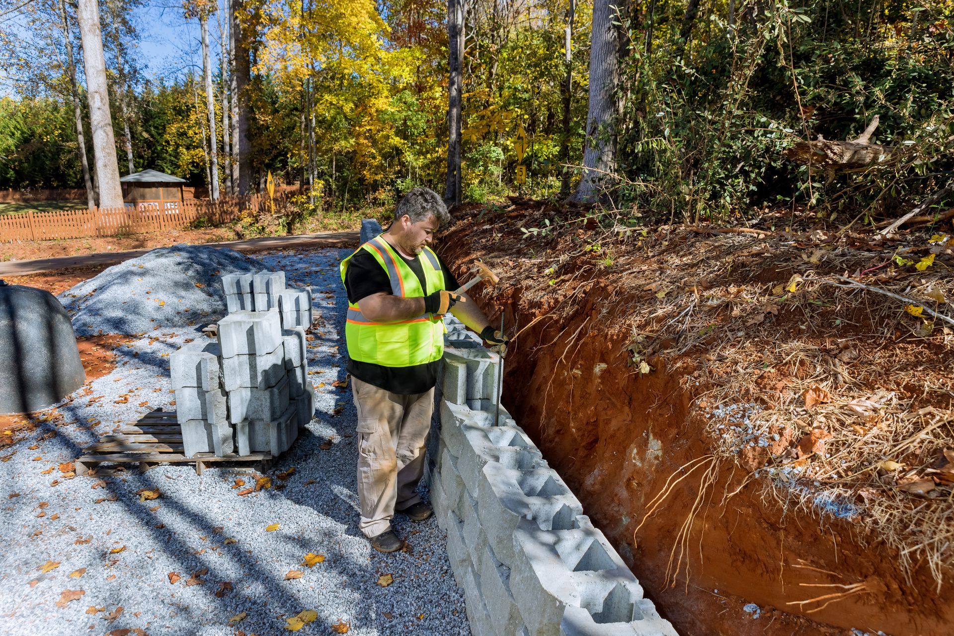 Retaining Wall Construction Work