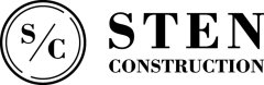 Logo for Sten Construction featuring a circular icon with the letters