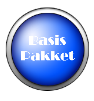 Blauwe knop met "Basis Pakket."