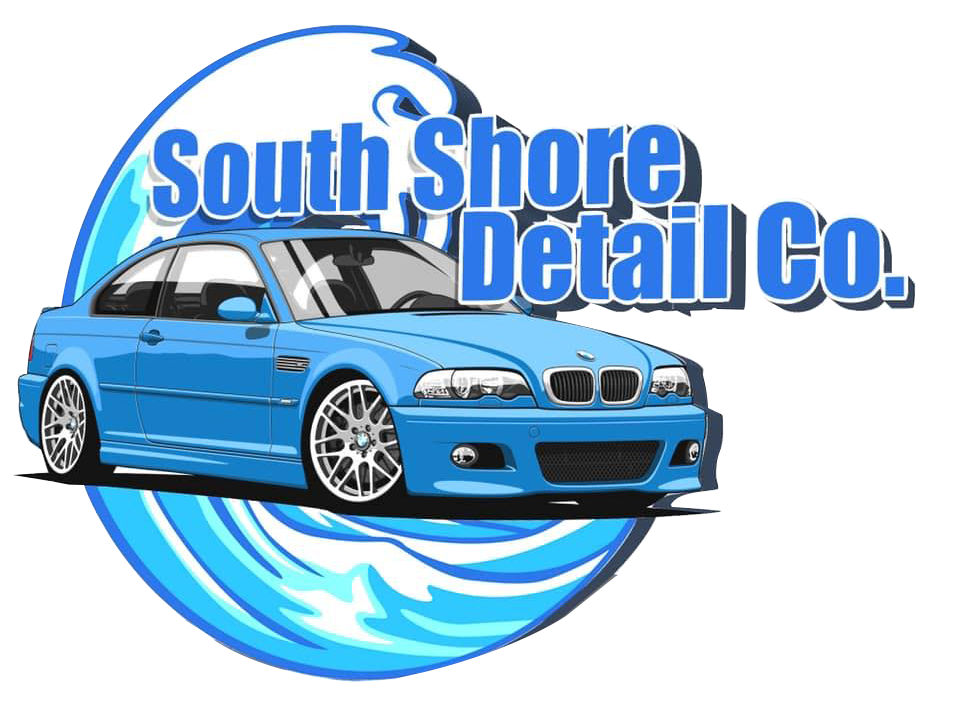The logo for south shore detail co. shows a blue car