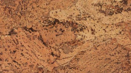 Surface en liège avec un motif tacheté dans des tons de brun et de beige.