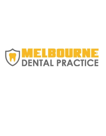 The logo for melbourne dental practice has a shield with a tooth on it.