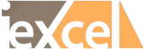 Microsoft Excel logo with stylized white text on an orange and gray background