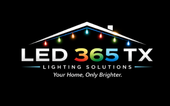 LED 365 TX logo with multicolor roofline lights and tagline “Your Home, Only Brighter.”