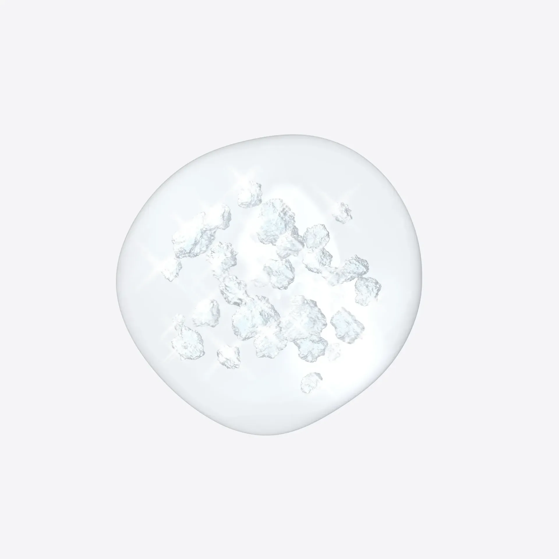 A white circle with bubbles in it on a white background.