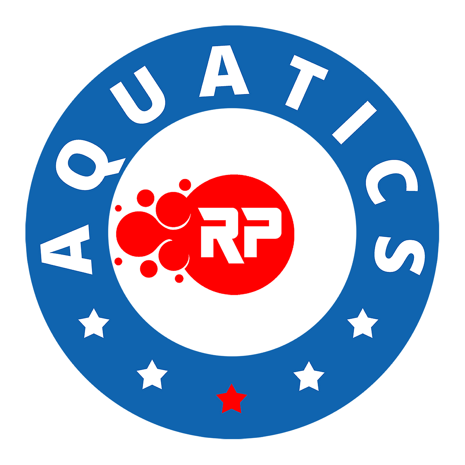 A blue and white logo for aquatics rp