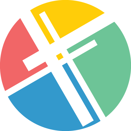 A colorful circle with a cross in the middle