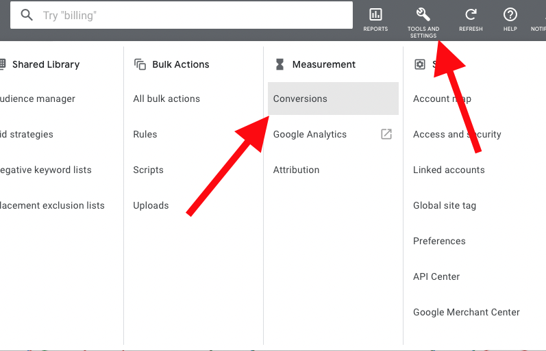 set up google ads conversions 1