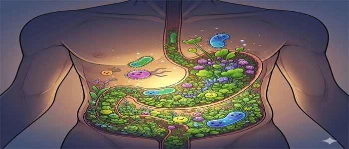 A stylized illustration of a person's torso, with a lush, glowing