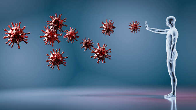 A picture of the human body stopping bacteria
