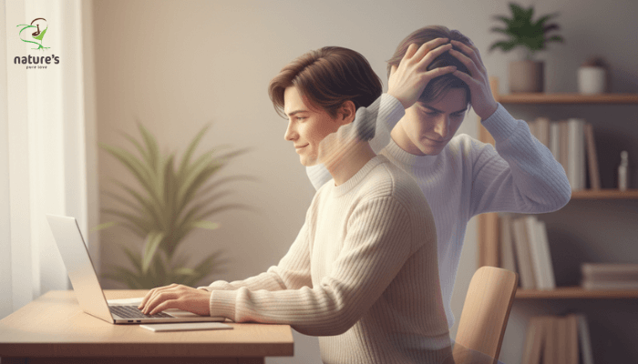 A person appearing healthy on the outside while their shadow reveals pain and exhaustion, representing the hidden struggle of invisible illnesses.