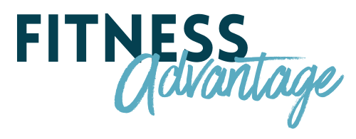 The logo for fitness advantage is blue and black on a white background.