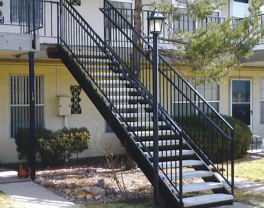 Outdoor Stairs With Metal Railings