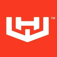 A red background with a white logo that says tm