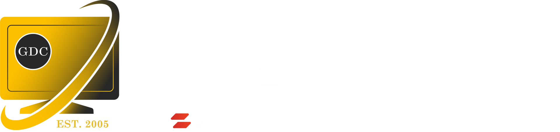 ZBS POS GDC POS text logo white with yellow black gradient point of sale icon on left a ZBS POS Company text on the bottom