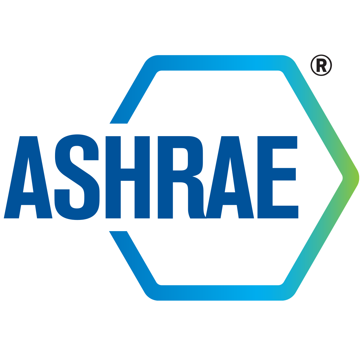 The logo for ashrae is blue and green