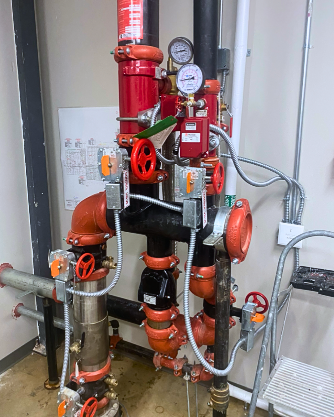 Photograph of fire sprinkler system installed by Central's Fire Protection Division