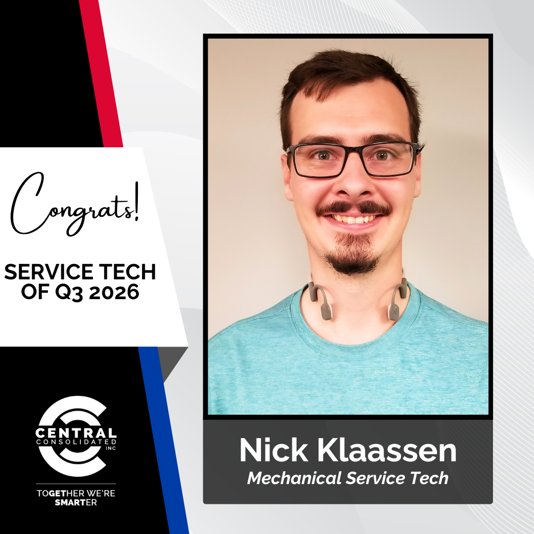 Portrait of Nick Klaassen, Mechanical Service Tech at Central Consolidated