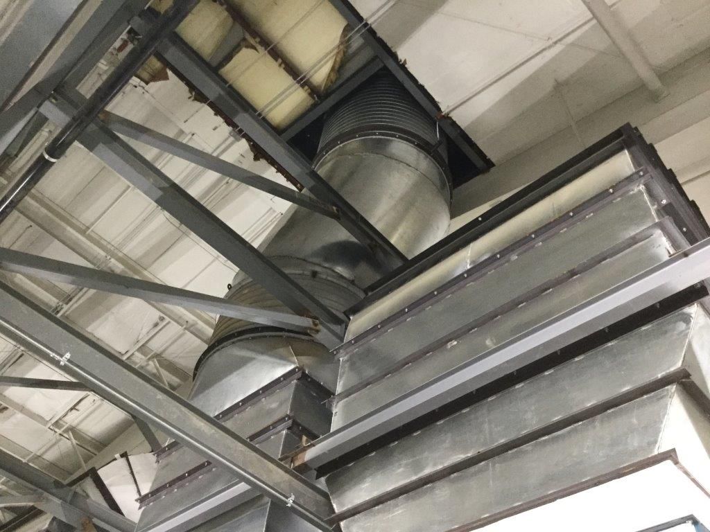 Looking up at the ceiling of a building