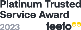 A logo for a platinum trusted service award.