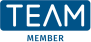 A blue sign that says team member on it.