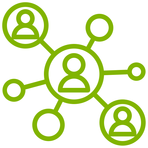 A group of people are connected to each other in a circle.