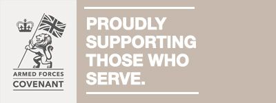 The logo for the armed forces covenant is proudly supporting those who serve.
