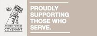 The logo for the armed forces covenant is proudly supporting those who serve.