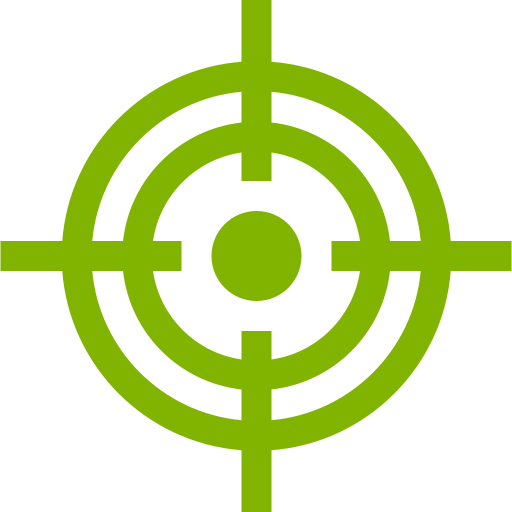 A green target with a circle in the middle on a white background.