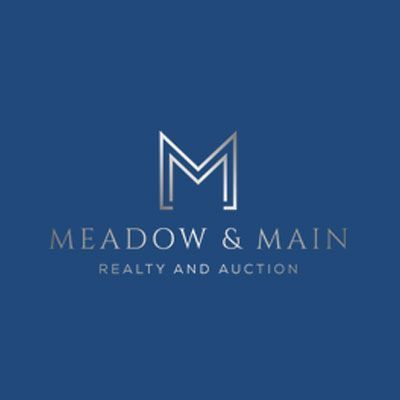 Meadow & Main Realty and Auction logo on blue background