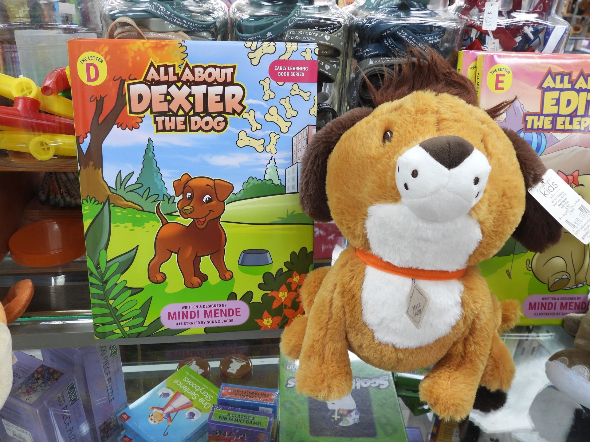 Book and plush dog