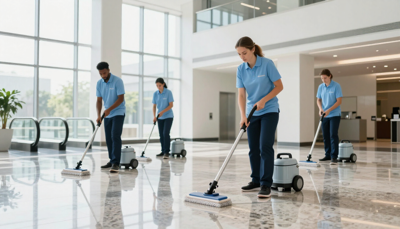 Commercial construction cleaning crew